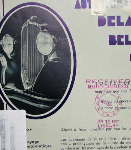 1933 Delaunay Belleville Sales Folder - French Text