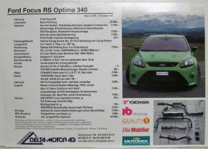 2002-2010 Ford Focus RS Delta-Motor AG Optima 340 Tuner Kit Price Sheet - German