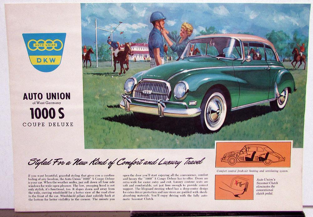 1960 Auto Union 1000S Coupe Deluxe Spec Sheet