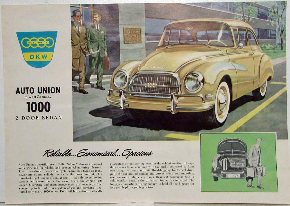 1960-1961 Auto Union 1000 2 Door Sedan Spec Sheet