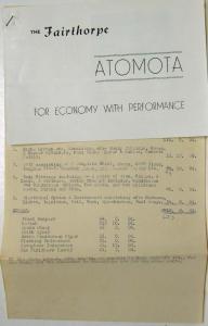 1958-1959 Fairthorpe Atomota Spec Folder and Price Sheet - UK