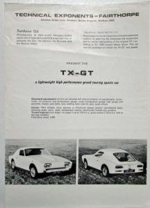 1967 Fairthorpe TX-GT Spec Sheet - UK