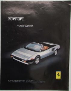 1984 Ferrari Mondial Cabriolet Spec Sheet