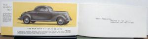 1937 Ford V8 English Text Touring Saloon De Luxe Convertible Sales Brochure Orig