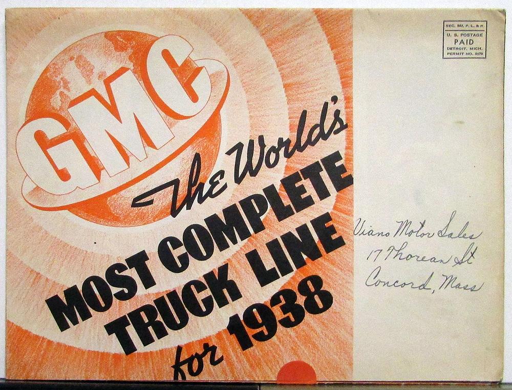 1938 GMC Complete Truck Line Sales Brochure MAILER Original Oversized