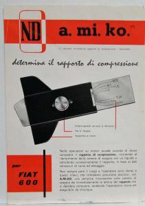 1960 Fiat 600 Compression Ratio Tool Sales Sheet - Italian Text