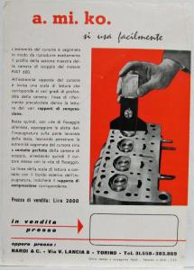 1960 Fiat 600 Compression Ratio Tool Sales Sheet - Italian Text