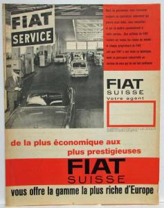 1960-1965 Fiat Service and Range Sales Sheet - French Text for Swiss Market