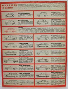 1960-1965 Fiat Service and Range Sales Sheet - French Text for Swiss Market