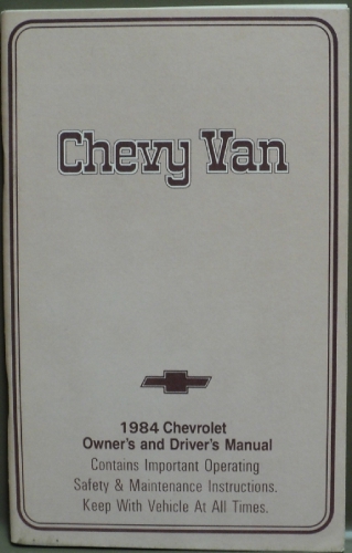 1984 Chevrolet Chevy Van Owners Manual G Series 1500 2500 3500