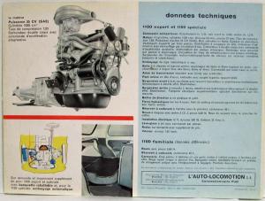 1961 Fiat 1100 Sales Folder - French Text