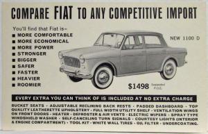 1963 Fiat Compare to Any Competitive Import Sales Card