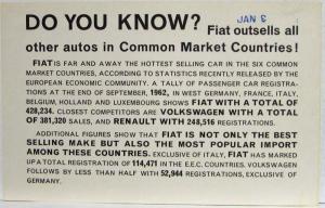 1963 Fiat Compare to Any Competitive Import Sales Card