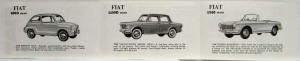 1963 Fiat 1100D Sedan and Station Wagon 600D Sedan 1500 Spider Sales Folder