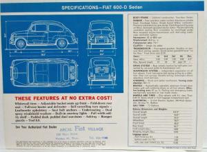 1965 Fiat 600D Sales Folder