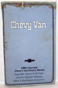 1985 Chevrolet Van Owners Manual G Sereis 1500 2500 3500