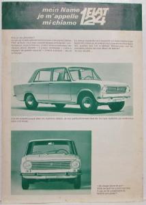 1966-1974 Fiat 124 Sales Sheet - French Text for Swiss Market