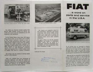1968 Fiat A Word on Parts and Service in the USA Sales Folder