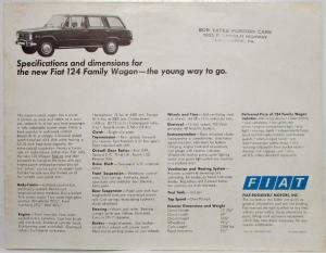 1970 Fiat 124 Family Station Wagon Handles the Road and Load Sales Spec Sheet