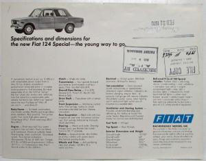 1970 Fiat 124 Special Spec Sheet