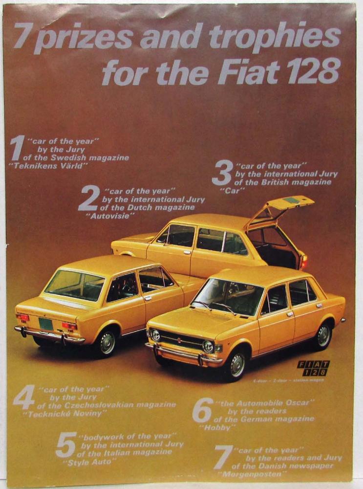 1969-1971 Fiat 128 7 Prizes and Trophies Promo Sales Sheet