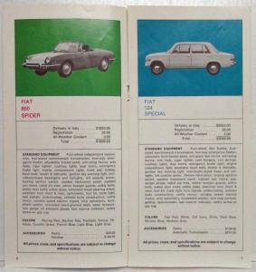 1971 Fiat Overseas Delivery Plan Sales Brochure