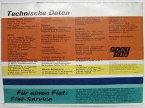 1967-1972 Fiat 125 Oversized Flip-Up Sales Brochure - German Text