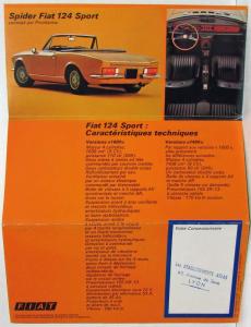 1971-1973 Fiat 124 Sport Sales Folder Poster - French Text