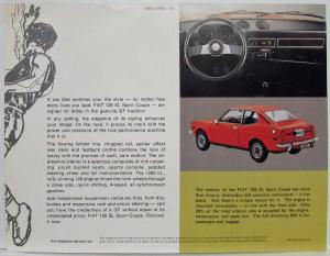 1970-1973 Fiat 128 SL Sport Coupe The Look of Action Spec Sheet