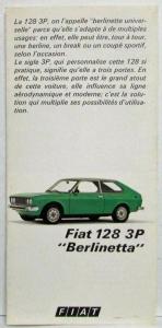 1971-1975 Fiat 128 3P Berlinetta Sales Folder