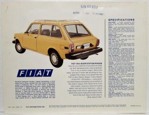 1975 Fiat 128 Station Wagon Spec Sheet