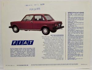 1975 Fiat 128 2 Door Sedan Spec Sheet