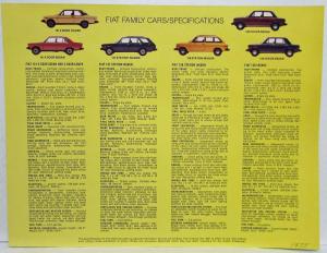 1975 Fiat Full Line Spec Sheet - Family Cars and Sports Cars