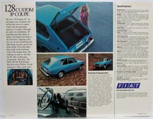 1975 Fiat 128 3P Coupe Spec Sheet