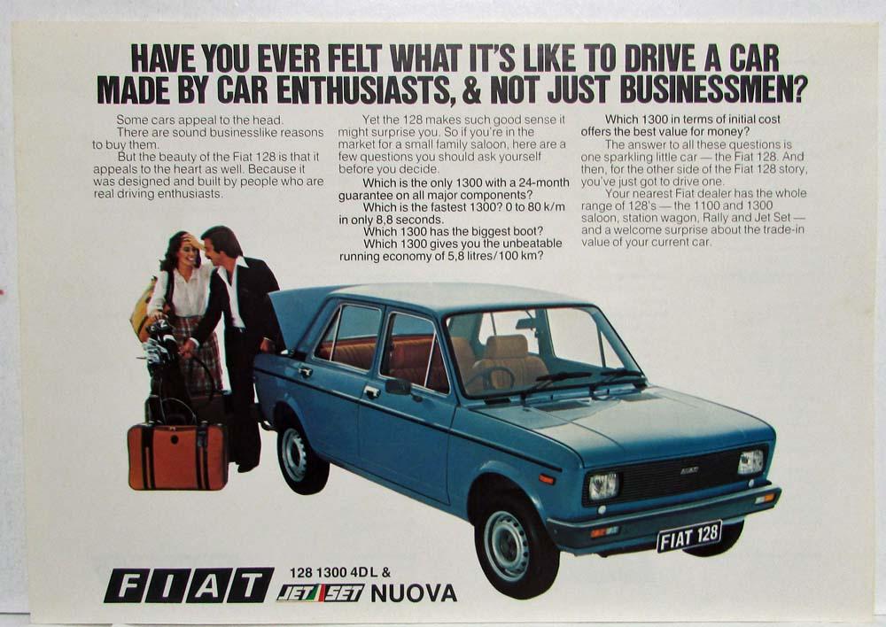 1975 Fiat 128 Spec Sheet - English and Afrikaans Text