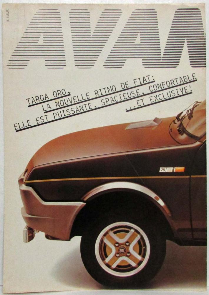 1975 Fiat Ritmo Targa Oro Sales Folder Poster w At a Glance Sheet - French Text