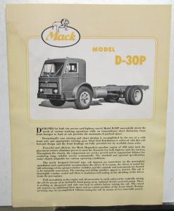 1955 Mack Trucks Model D 30P Standard Equipment Sales Brochure Original