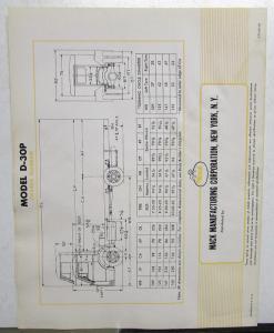 1955 Mack Trucks Model D 30P Standard Equipment Sales Brochure Original