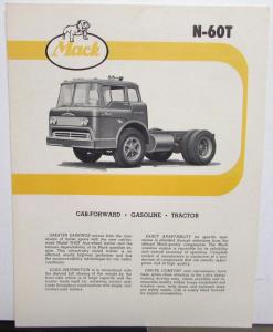 1958 Mack Trucks Model N 60T Standard Specifications Brochure Original