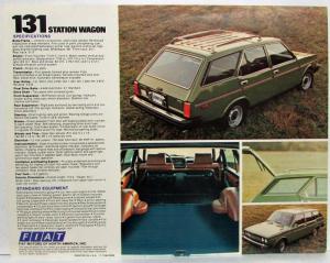 1976 Fiat 131 Green Station Wagon Spec Sheet