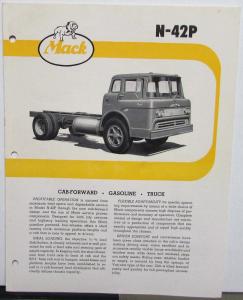 1958 Mack Trucks Model N 42P Standard Specifiations Brochure Original