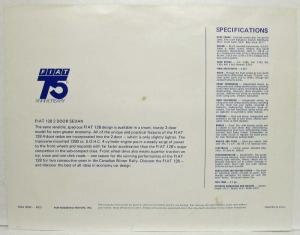 1976 Fiat 128 2-Door Sedan Spec Sheet