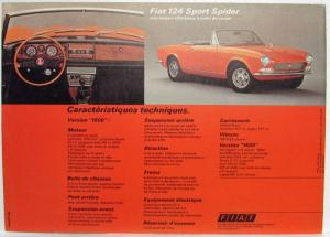 1970-1977 Fiat 124 Sport Coupe and Spider Sales Folder - French Text