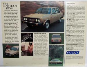 1977 Fiat 131 4 Door Sedan Spec Sheet