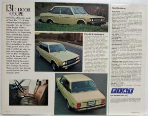 1977 Fiat 131 2 Door Coupe In Motion Spec Sheet