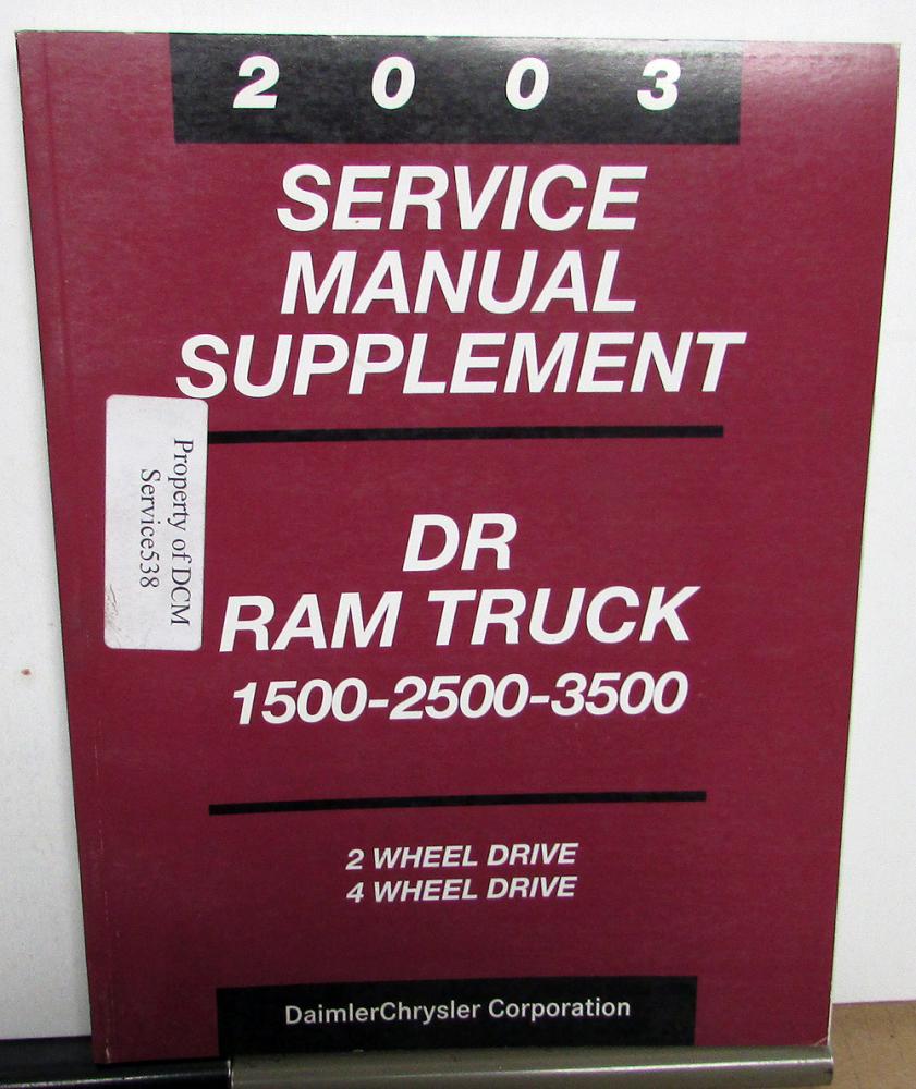2003 Dodge Ram Truck Dealer Service Manual Supplement 47RE Auto Transmission