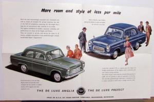 1955 Ford English Anglia Prefect Deluxe Sales Brochure Poster Original
