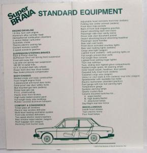 1978 Fiat Super Brava Standard Equipment Sales Folder