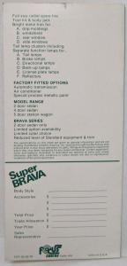 1978 Fiat Super Brava Standard Equipment Sales Folder