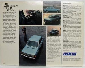 1978 Fiat 128 Custom 2 Door Sedan Spec Sheet